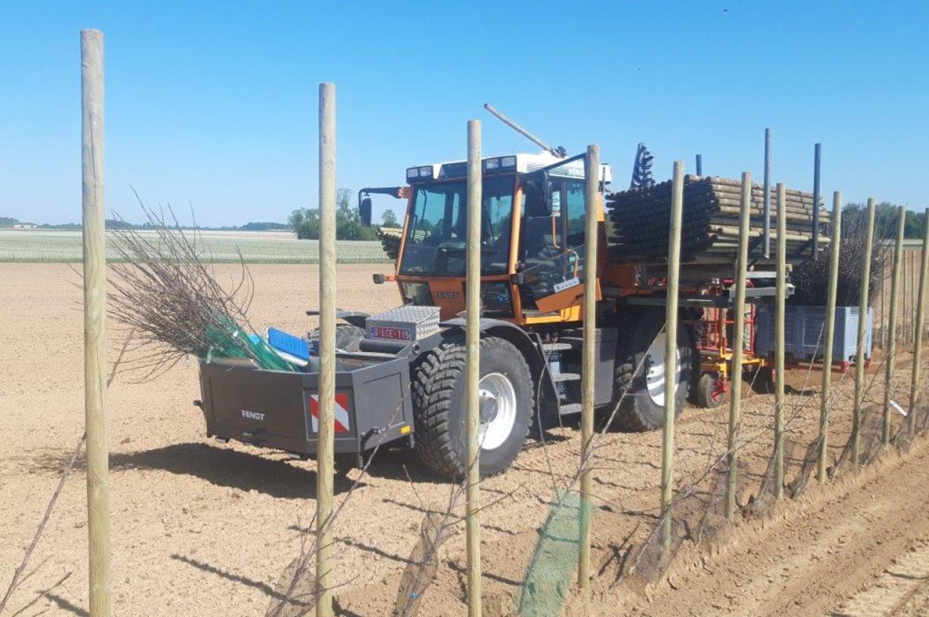 Fruit tree plant machine PL-40 F1 driving unmanned on GPS