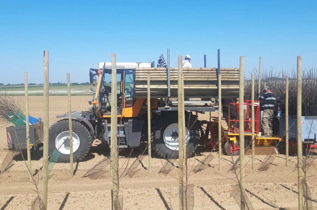 Fruit tree plant machine PL-40 F1 driving unmanned on GPS