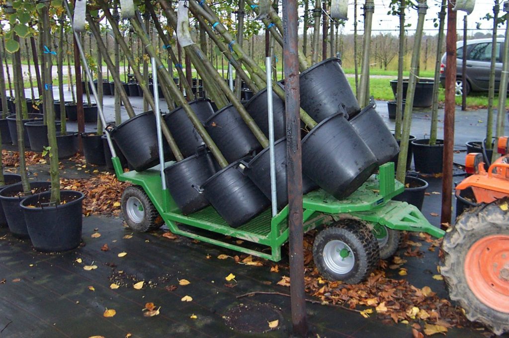 Tree transport trailer for small tractors