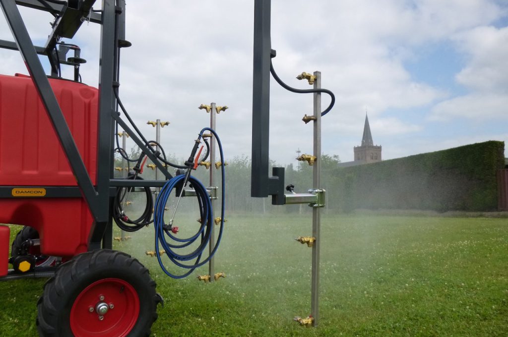 Row sprayer for disease control