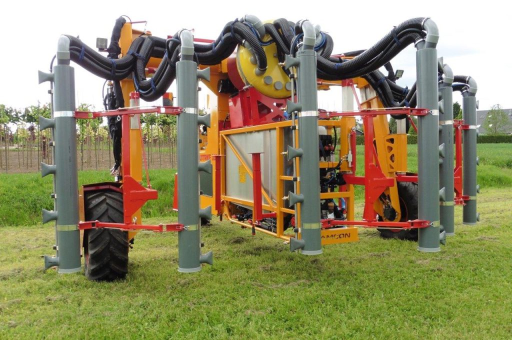 Spray unit with air assist - Multitrike high clearance tractor for blueberries